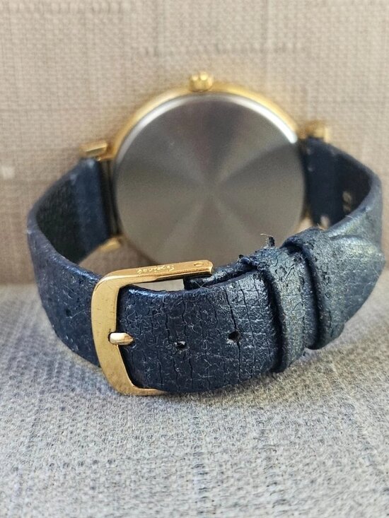 Sonnet Women Watch Blue Lizard Grain Leather Band Analog Quartz Gold Tone main image 2